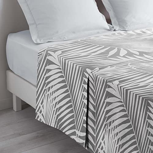 douceur d'intérieur, Lenzuolo piano (180 x 290 cm) Botania Grigio, 100% Cotone