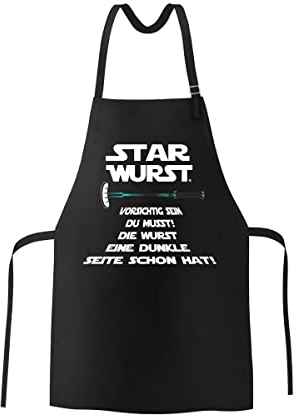 Born to grill - Schürze aus 100% reiner Baumwolle - Grillschürze für Männer bedruckt im Siebdruck - Lange Bänder & verstellbares Nackenband - Kochschürze Männer - Gastronomiequalität - Schwarz