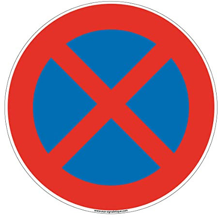 AUA SIGNALETIQUE - Panneau De Signalisation Circulaire en PVC 1.5 mm (Ø 170 mm, arrêt et stationnement Interdit)