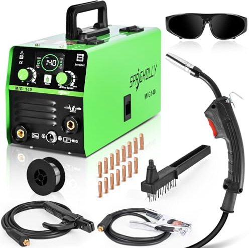 Soldador MIG de 160 amperios 230 V máquina de soldadura multiproceso 3 en 1, soldadores MIG sin gas/Lift TIG/Stick MMA con equipo de soldadura con pantalla LED grande, actualización SPR-MIG160