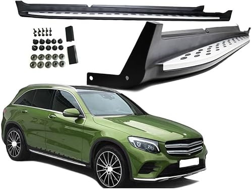 WJDMW 2 Piezas Faldones Laterales para Mercedes GLC X253 + Coupe C253 2015-2019, Faldones Laterales Coche Pedales Antiarañazos Estribos Extensión Falda Lateral de Pasos