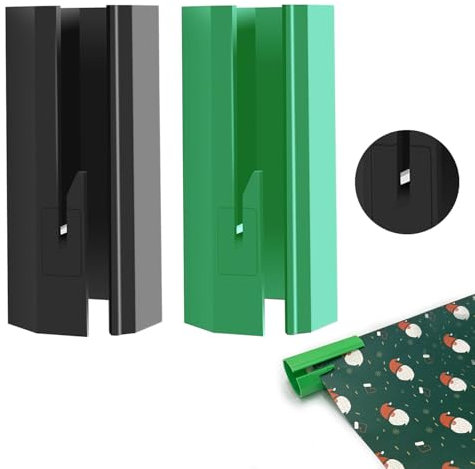 2 Rollen Geschenkpapier Schneider mit 4 Klingen, Gift Wrapping Paper Cutter für Weihnachten Geburtstag Halloween Feiertage Bastel-Geschenkpapier, Schieben Tragbare Papierschneider (Schwarz + Grün)