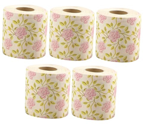 FRCOLOR 5 Tryckt Toalettpapper I Bambumassa Nyhet Badrumspapper Festligt Toalettpapper Badrumsfest Dekorativt Handduk Rosa