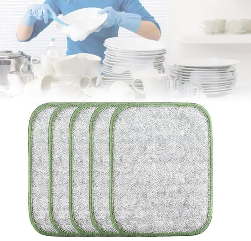 BDCPMT Chiffons à Vaisselle Multi-usages en Fil métallique, Chiffons à récurer Double Face Anti-Rayures, Chiffons réutilisables for la Cuisine, Les éviers, Les casseroles et Les poêles(5pcs)