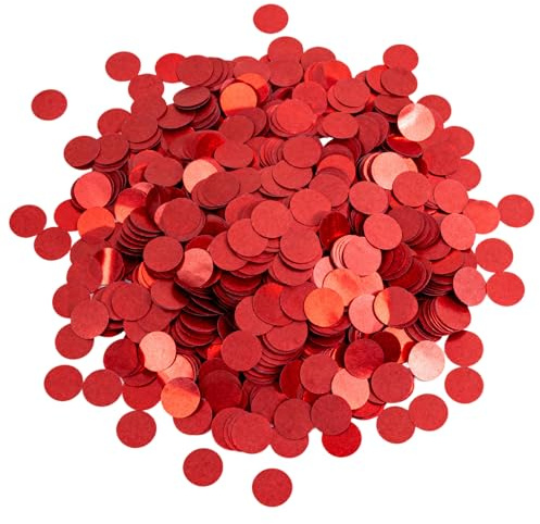 CXNXFD 50 g, 1,5 cm rund metallisk konfetti med glitter, metallisk konfetti med glitter, för karneval, födelsedag, fest, bröllop, festlig dekoration (6 000, röd, 1,5 cm)
