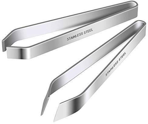 2 Pieces Fish Bone Tweezers, Stainless Steel Flat and Slant Tweezers Pliers Remover Tool (4.6)