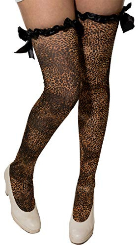 NET TOYS Frauen-Overknees im Tiger-Look | Braun-Schwarz | Extravagantes Damen-Kostüm-Zubehör Leo-Print | Ideal für Karneval & Themenabend
