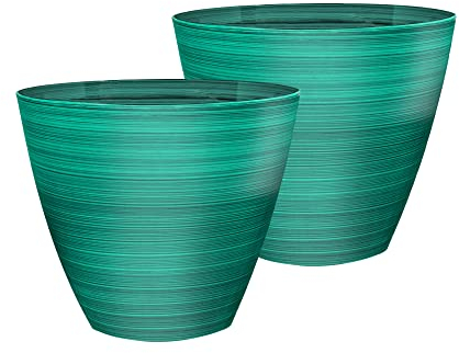 SG Traders Plastic Plant Pots Flower Pot with Drainage Holes, Garden Planters for Outdoor, Plant Containers for Home, Stylish Glossy Design Garden Flower Pots, Set of 2, 25cm,30cm Outdoor planter pot