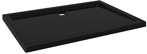 vidaXL Plato de Ducha Rectangular Placa Receptor Cuarto de Baño Aseo Inodoro Resistente a Arañazos Manchas Antideslizante Negro ABS 80x110 cm