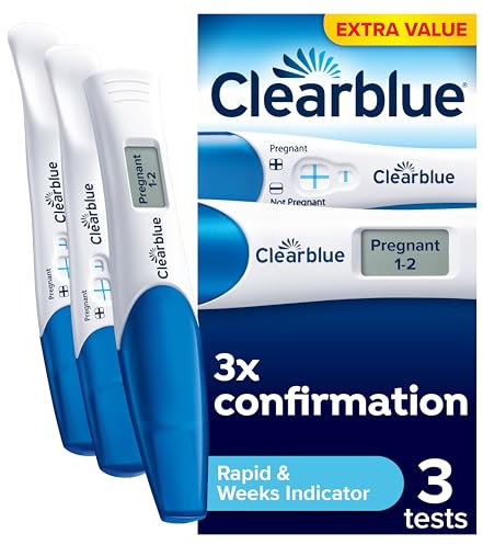 Clearblue Pregnancy Test 3X Confirmation Combo Pack, Result As Fast As 1 Minute (Visual Sticks) & Tells You How Many Weeks (Digital Stick), Kit of 3 Tests (1 Digital, 2 Visual)