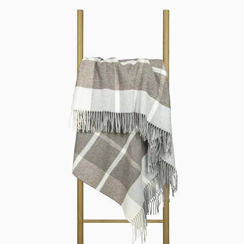 Nostra Andora Merino Wool & Cashmere Blanket – Plaid Morbido, Traspirante e Leggero Elegante per Divano, Letto e Uso Esterno, Design Termoregolante con Frange – Prodotto in Europa