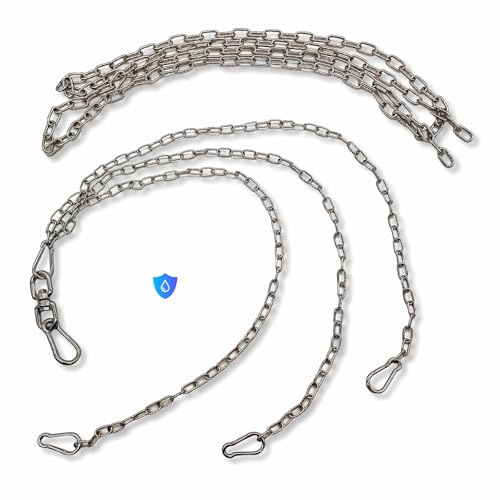 Edelstahl-Grillkettensatz, verstellbar, mit Drehwirbeln, Längen: 50, 55, 60, 70, 80, 100 cm (70-80cm + extra Kette)