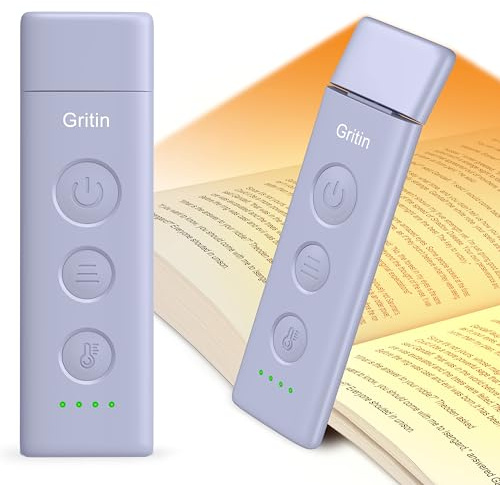 Gritin Läslampa Uppladdningsbar, Boklampa med Klämfäste Bok för Läsning | Ögonvårdande 3 Färgtemperaturer, 5 Ljusstyrkor & Steglös Dimning, Lång Batteritid, Flexibel Bärbar Minilampa för Läsare