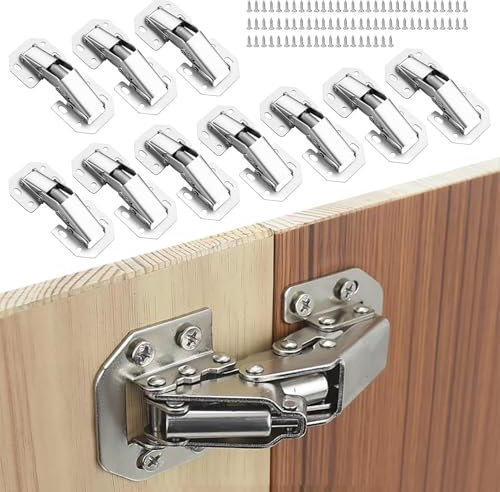 10 Stück Scharniere Schranktür, Möbelscharniere Aufschraubscharnier mit Feder 90 Grad, Türscharniere für Holztüren, Schrank Scharniere mit 40 Schrauben, für Schranktür Holztür Kuechenschrank