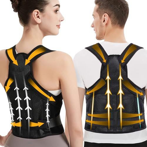 Gerader RüCken Geradehalter - Haltungstrainer RüCken Herren Damen - Back Straightener für Linderung Rückenschmerzen, Atmungsaktive Haltung Back Posture Corrector,Verstellbare Korrektur Gurt(Schwarz,M)