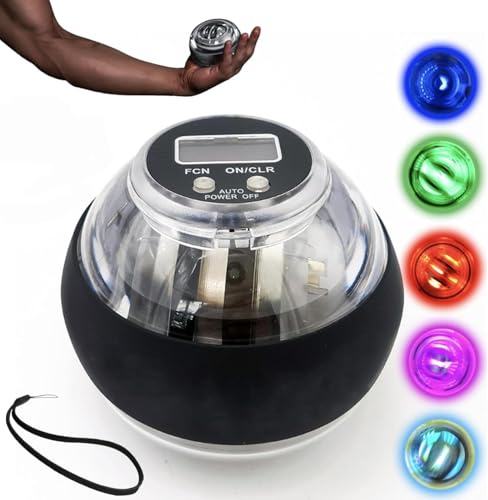 Curser Hand Ejecutivo, Bola de giroscopio de muñeca giroscópica automática con Luces y recuento de 5 Colores, fortalecedor de Mano y antebrazo de Metal para Entrenamientos de Brazos y Dedos