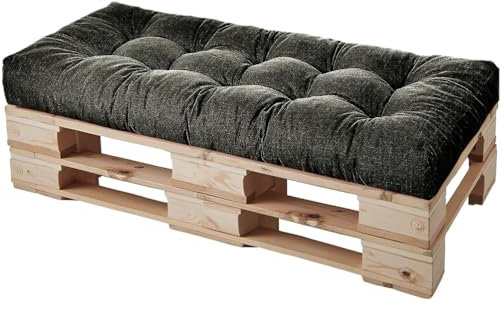 HJZPWB Tela de Lino Cojin Banco 8 cm de Grosor Cojines para Banco Estilo Capitoné Cojin para Banco Exterior Antideslizante Colchoneta Tumbona Grueso Cojin Sofa Exterior,Dark Gray,180 * 60 * 8cm
