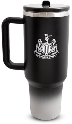 Hy-Pro Officially Licensed Newcastle 40oz/1.18 L Thermal Flask & Handle - Metal Water Bottle with Straw, Portable Water Bottle for Sports & Daily Use - Stainless Steel Design