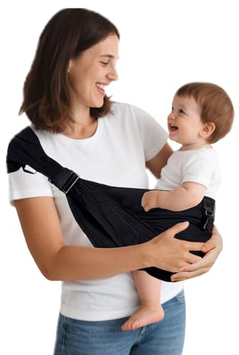JOYNCLEON Tragetuch Baby & Seitentrage - Ergonomische Hüfttrage für Baby & Kleinkind mit Hüftsitz, ASTM Zertifiziert, Leicht & Atmungsaktiv,0-36 Monate (Schwarz)