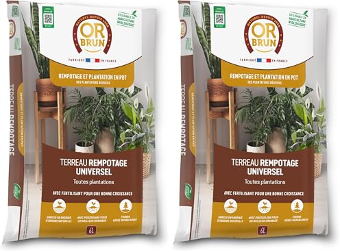 Or Brun Terreau Rempotage Universel - 6L - pour Toutes Les Plantes en Pots - Améliore la Croissance OBRTREM6U (Lot de 2)