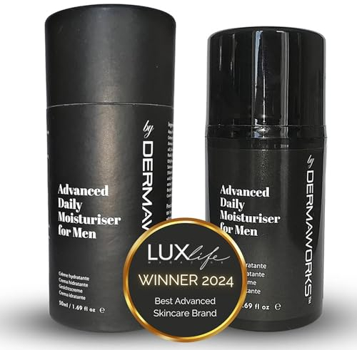 CREME HYDRATANTE VISAGE HOMME - Soins pour le Visage Anti Ride Puissant et Naturel pour Homme avec Acide Hyaluronique, Vitamine E et Huile de Cassis - Creme Anti Rougeur Apres Rasage de DERMAWORKS