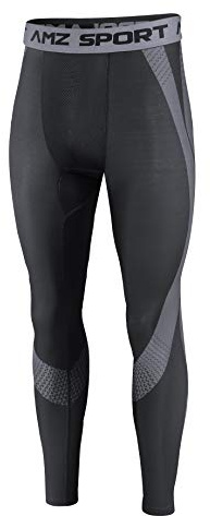 AMZSPORT Pantalone Sportivo a Compressione Sportiva Cool Dry Baselayer Leggings Pantalone da Allenamento per Tutta la Stagione (Nero XL)