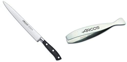 Arcos Riviera Cuchillo, Acero, Negro, 200 Mm + 605 Pinza Para Pescado, Acero Inoxidable, 110 Mm