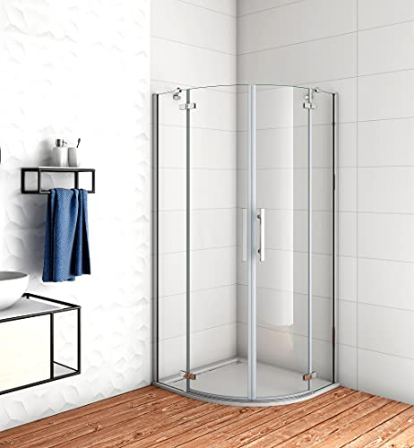 Acezanble Duschkabine 90x90cm Runddusche Duschabtrennung Viertelkreis Dusche H195cm