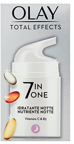 Olay Total Effects 7 In 1 Idratante Notte Con VItamina B3, Antiossidanti E Pro-Vitamina B5, 7 Benefici In 1 Unico Prodotto, Per Una Pelle Rassodata Ogni Mattina, 50 ml