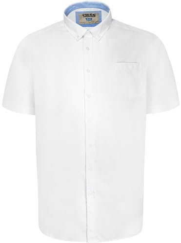 D555 Men's Plus Size James Basic Oxford Short Sleeve Shirt in White 5XL