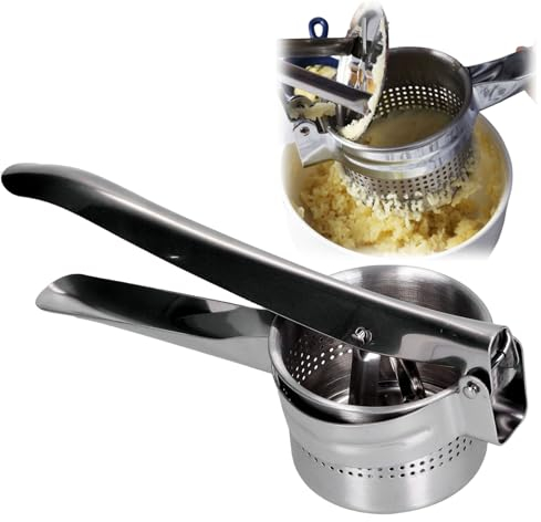Mokernali Presse Purée Manuel, Presse-Purée en Acier Inoxydable, Moulin à légumes, Presse-purée à Pommes De Terre En Acier Inoxydable, Presse-purée Manuelle Facile à Utiliser(Argent)