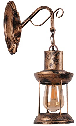 AIRTWESD Apliques pared dormitorio vintage Lámpara de pared LED E27 Metal Rústico Retro Lámparas de cabecera (sin bombilla)