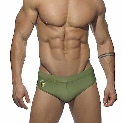 RQPYQF Slip da Piscina Uomo, Slip da Nuoto Uomo Swimming Brief Coulisse Regolabile YK58 Taglia M - XXL (Verde Militare, XXL)