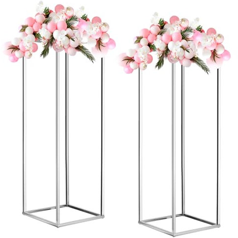 sourcing map 2 Uds Soporte de Flores 23.6 de Altura Tono Plateado