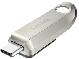 SanDisk Ultra Luxe USB-Type-C-Laufwerk 128 GB (USB-Type-C-Flash-Laufwerk, USB-3.2-Gen-1, Metalldesign, 400 MB/s Lesen, Schlüsselbundöse) Silber