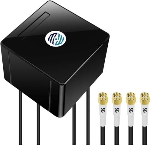 Maswell 5G antenn utomhus 4 x 4 MIMO | Upp till 6 dBi Omni mobiltelefon 600–8000 MHz Cross Polariserad LTE 5G NR utomhusantenn med WiFi 6E för hus- och router-modem | 4 x SMA-kontakt (AN.Master_Cubic