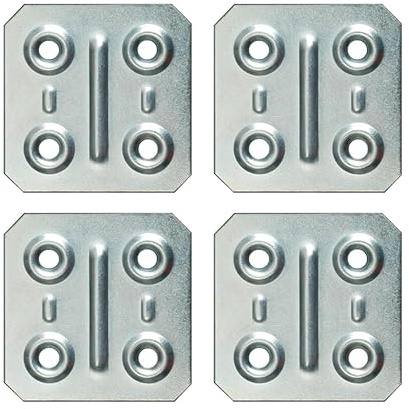 Piastra di Giunzione Quadra (40 x 40 x 1) Piastra di Fissaggio, Connettore per Legno, Lastrina di Giunzione Piatta, Piastra di Montaggio, in Acciaio Zincato, 4 Pezzi