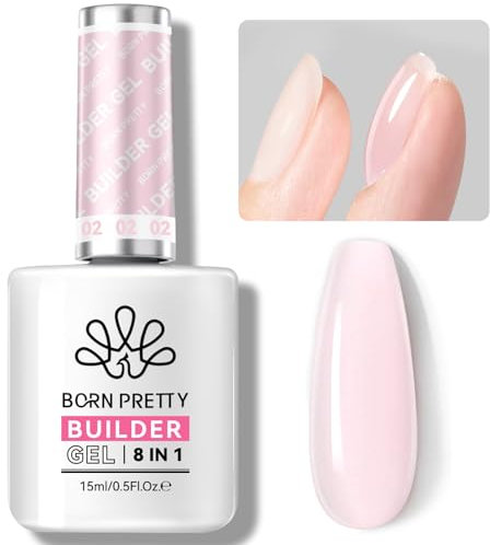 BORN PRETTY Builder Gel 8 in 1, 15ml Nail Builder Strengthener Pink Hard Gel Extension for Holiday Nail Art Design for Girls
