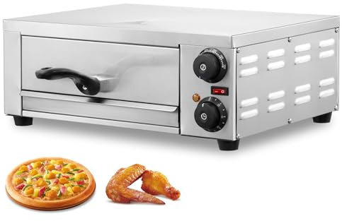 VEVOR Forno Elettrico per Pizza da Banco Pizza da 12 Pollici 1500 W Temperatura Controllata Timer da 0-120 Minuti, Cottura Uniforme Vassoio Briciole Facile da Pulire per Cucine Commerciali Domestiche