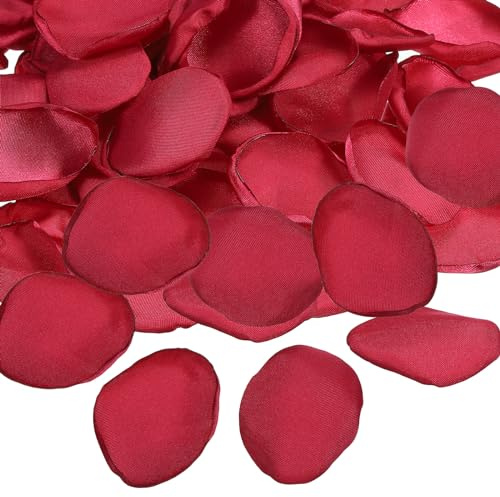 PATIKIL Pétalos de Rosa, 200Pcs Pétalos de Flores Seda Artificiales Pétalos de Rosa Falsos para Esparcir por Boda, Fiestas, Pedidas, Decoración de Mesa de Ducha Nupcial, Púrpura Rojo