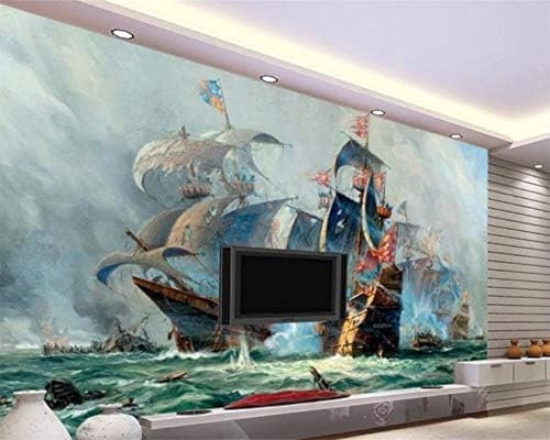 XLMING Huile Sur Toile Bateau À Voile Océan Papiers Peints 3D Maison Salle à Manger Canapé Chambre Salon TV Mur-430cm×300cm