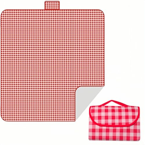 WizeFolk Coperta da picnic impermeabile da spiaggia,3 x 2 m Portatile tappetino da picnic,Telo da Picnic,Stuoia Campeggio, con manico, Leggera e Pieghevole per escursioni, viaggi, parchi(rosso)