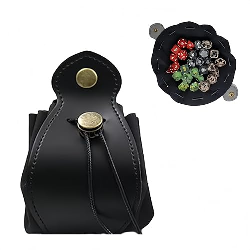 YOFDAL 2in1 Würfelbeutel,Würfelbrett,Dice Tray,Würfelmatte,Dice Tray,Würfelaufbewahrung und Würfelunterlage,DND Würfel Aufbewahrung,Ideal für DND Würfel,DND Zubehör,1pcs(Schwarz)