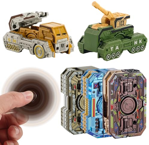SCIONE Paquete de 6 Fidget Spinners transformables en Coche blindado, Rellenos para Bolsas de Fiesta, Juguetes sensoriales antiestrés para Dedos, premios para aulas