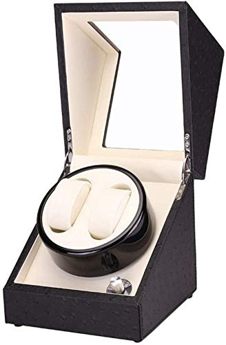 MYUYEE Enrollador Automático De Relojes para Hombre Y Mujer, Elegante, De Piel Sintética Y Motor Silencioso. Estuche para Enrollar Relojes con 5 Modos De Rotación.(Negro-A)