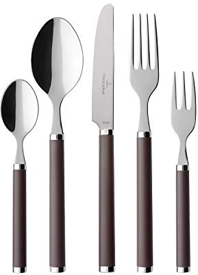 Villeroy und Boch Play Chocolate Brown Tafelbesteck, für bis zu 6 Personen, 30-teilig, Edelstahl, Griff aus braunem Kunststoff