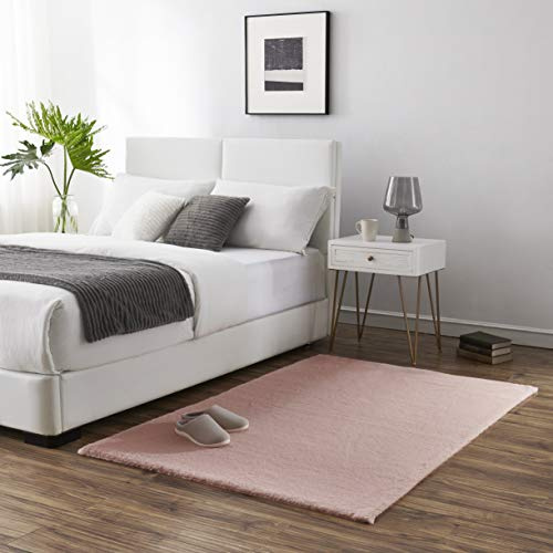 Teppich Wölkchen Alfombra de imitación de Piel - Sala de Estar, decoración de la Sala de Dormir - Alfombra de Piel Lavable como de Cama, cojín de Silla - Rosa, 120 x 170 cm
