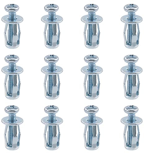 Swpeet 12 Tuercas de Rosca M4 x 20 para Pétalos, Expansión y Fijación - Clavijas Con Tornillos para Pared Hueca, Hierro, Línea de Piel - Uso en Pared Fina y Suave