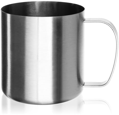 Robin Goods® Tasse à boire en acier inoxydable argent - tasse de haute qualité - tasse de camping - incassable et sans BPA (1 pièce - couleur argent)