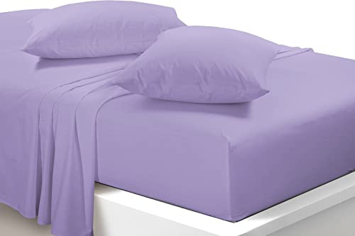 Extra Deep 40cm Fitted Sheets Easy Care Polycotton Cotton Rich Deep Fitted Bed Sheets (Lilac, Super King)